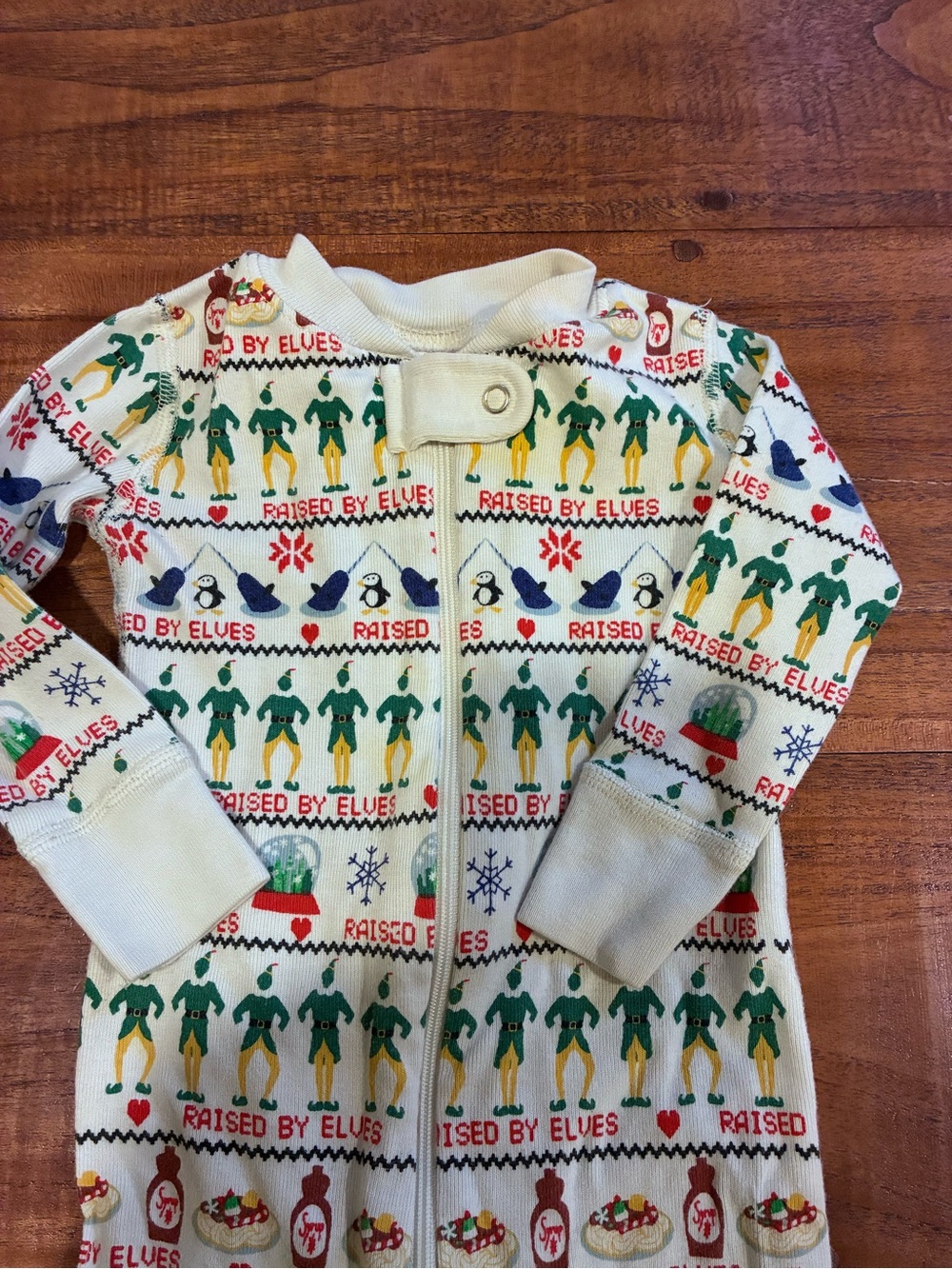 Hanna Andersson Holiday Elf-Print Zip Up Sleeper Unisex 12-18 mos - Picture 4 of 6